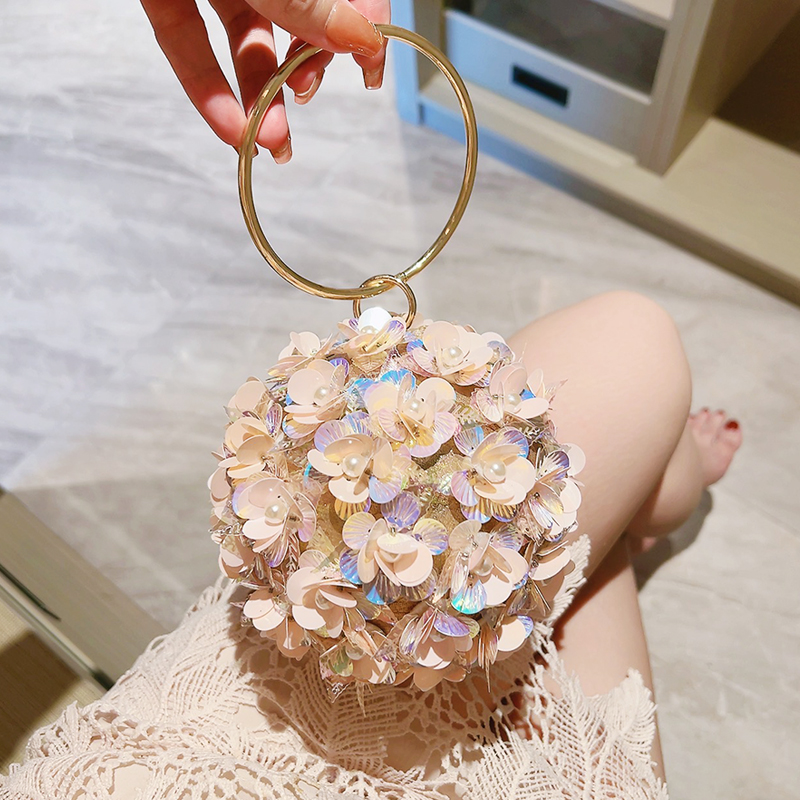 Wedding Vendor - Mini Pullu Çiçek Gece Çantası, Zarif