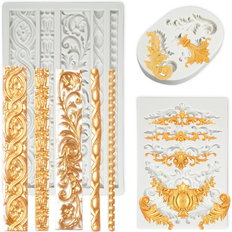 Wedding Vendor - 3'lü Paket Barok Tarzı Silikon Kalıp